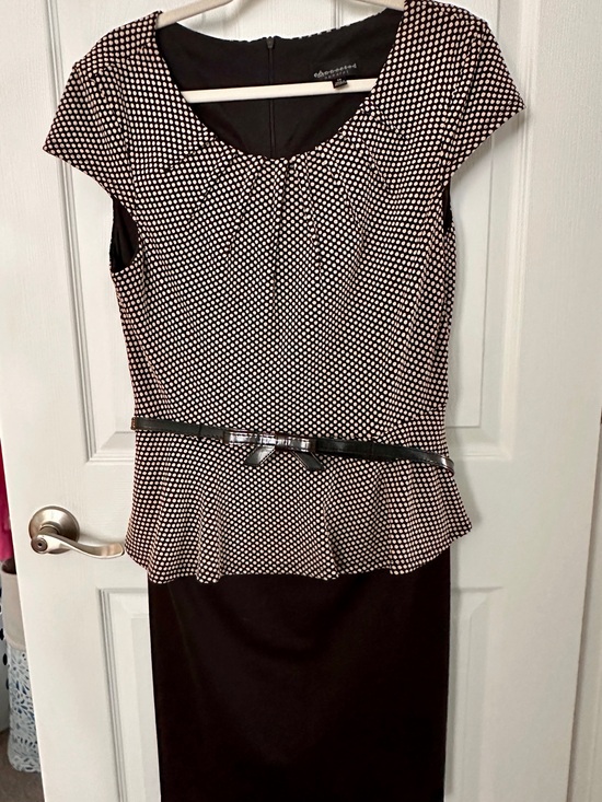 connected apparel Dresses & Skirts - connected apparel Black and White Polka Dot Dress with Belt